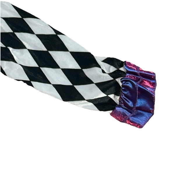Italian Harlequin Jester Carnival Clown Costume Youth Size 14-16 Black & White - Picture 7 of 10